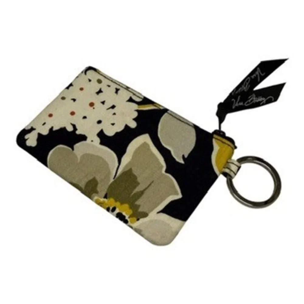 Vera Bradley Dogwood Floral Quilted Cotton Zip ID‎ Case Wallet Keychain